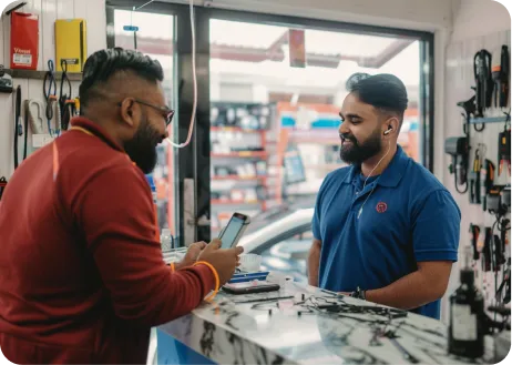 Happy customers at service center